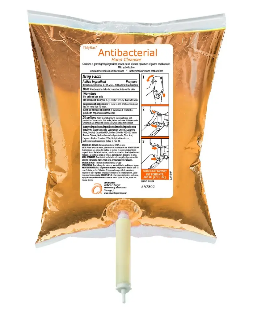  TidyBac™ Antibacterial Skin Cleanser Soap Fits 800 mL dispensers – 12/cs | A7802