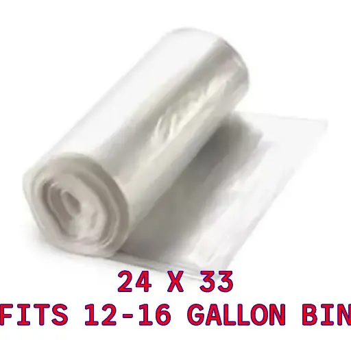 24” x 33” Liner - CLEAR, 8 mic, 12-16 GALLON – (20/50 ROLLS) 1000/CS | 24X3308NAT