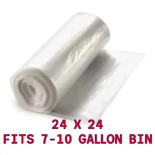 24” x 24” Liner - CLEAR, 6 mic, 7-10 GALLON – (20/50 ROLLS) 1000/CS | RH624N