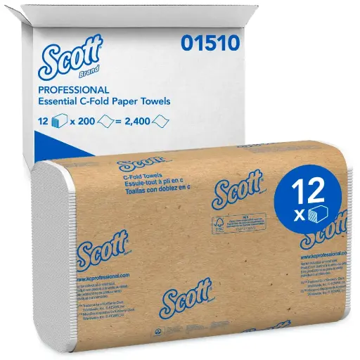 Scott® Essential Folded Paper Towels | 12 Packs x 200 White Paper Hand Towels (2,400 total) | 1510